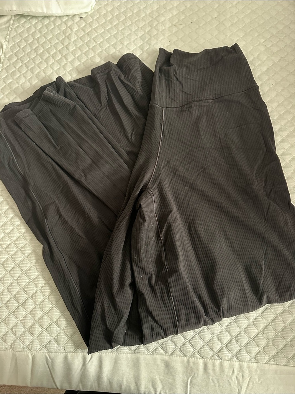 High-Waist Ribbed Black Leggings